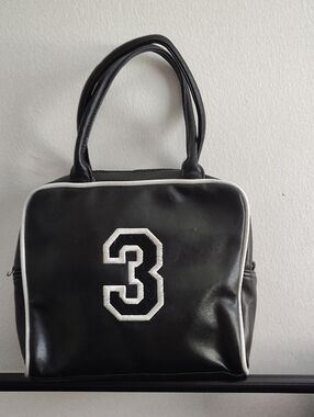 Retro Black Bowling Bag With Bold 3 Design In Excellent Condition